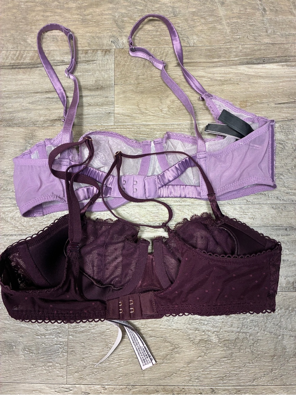 Victoria Secret 2 Underwired Lace Bras Push up Without Padding Unlined Ballonet - Picture 6 of 10